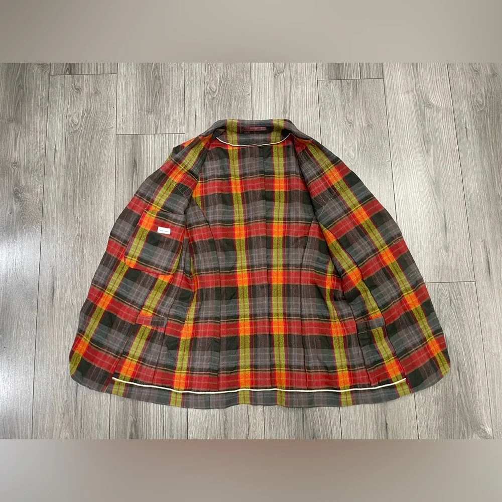 PAUL SMITH Multi Color Plaid Cotton‎ Wool Notch Lapel Sport Coat Size Small